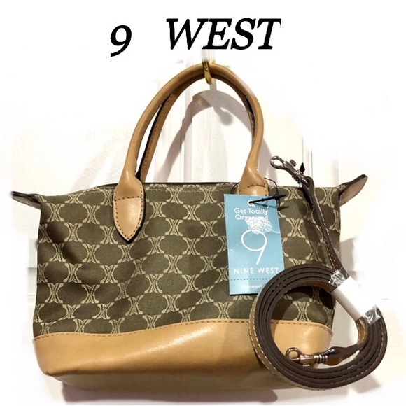 🦋NINE WEST organized natural color handbag w/crossbody strap size9x6 NWT - Picture 13 of 13
